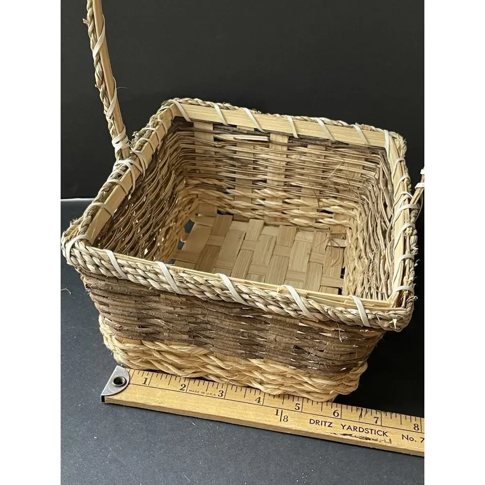 Vintage Garden Trug Handle Basket Rustic Twig Wood Farmhouse Gathering Cottage